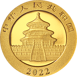 2022版熊貓貴金屬紀念幣1克圓形金質紀念幣